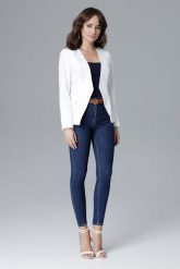 Ecru Elegancka Taliowana Marynarka bez Zapięcia. Brązowe żakiety damskie Katrus, s, bez wzorów, z materiału, eleganckie. Za 269.00 zł.