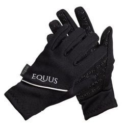 Rękawiczki jeździeckie Polar ocieplane. Czarne rękawiczki dziecięce EQUUS BRAND, bez wzorów, z polaru. W wyprzedaży za 44.99 zł.
