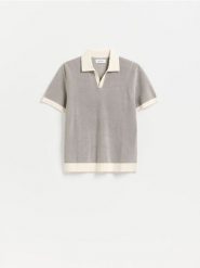 Bawełniany sweter polo - brązowy. Brązowe swetry przez głowę męskie Reserved, l, bez wzorów, z bawełny, bez kołnierzyka. Za 119.99 zł.