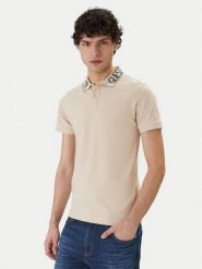Guess Polo M6GP66 K3070 Beżowy Slim Fit. Brązowe koszulki polo męskie Guess, m, z aplikacjami, z bawełny, bez ramiączek. Za 269.99 zł.