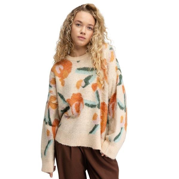 Damski sweter oversize z dzianiny Siroko Mainau-W Sand. Brązowe swetry damskie SIROKO, xl, bez wzorów, z dzianiny, bez kołnierzyka, bez ramiączek, długie, bez kaptura. Za 211.00 zł.
