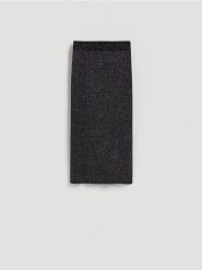 Spódnica z dodatkiem lyocellu - czarny. Czarne spódnice damskie Reserved, l, bez wzorów, z dzianiny, proste. Za 199.99 zł.