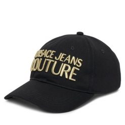 Czapka z daszkiem Versace Jeans Couture. Czarne czapki i kapelusze damskie Versace Jeans Couture, bez wzorów, z jeansu. Za 179.99 zł.