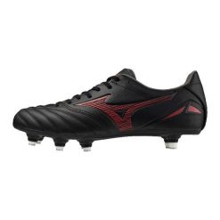 Buty piłkarskie Mizuno Morelia Neo iV Pro SG. Czarne buty sportowe męskie Mizuno, bez zapięcia, do piłki nożnej. W wyprzedaży za 401.50 zł.
