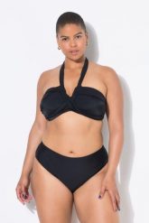 Damski Top od bikini miękkie miseczki drapowanie na biuście. Czarne bikini damskie Ulla Popken, plus size, bez wzorów, plus size. Za 179.99 zł.