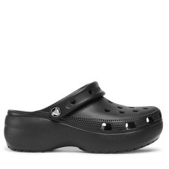 Klapki Crocs. Czarne klapki damskie Crocs, bez wzorów, bez obcasa. Za 229.99 zł.