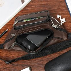 Nerka saszetka skórzana męska klasyczna pojemna biodrówka brązowa I54. Brązowe saszetki męskie klasyczne. Za 54.99 zł.