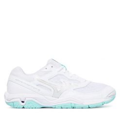 Buty halowe Mizuno. Białe obuwie sportowe damskie Mizuno, bez wzorów, mizuno wave. Za 389.99 zł.