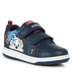 Sneakersy Geox. Niebieskie półbuty chłopięce Geox, bez wzorów, bez zapięcia. Za 199.99 zł.