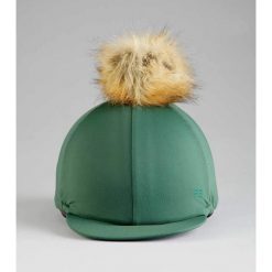 Czapka pod kask z dżerseju z pomponem ze sztucznego futra Premier Equine. Zielone czapki i kapelusze damskie PREMIER EQUINE, bez wzorów, z dżerseju, eleganckie. Za 146.00 zł.