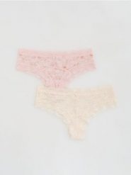 Koronkowe majtki szorty 2 pack - pastelowy róż. Czerwone szorty damskie Reserved, l, bez wzorów, z koronki. Za 49.99 zł.