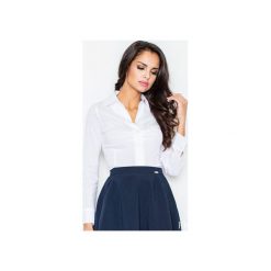 Koszula M021 Biały. Białe koszule damskie Figl, z bawełny, klasyczne, z klasycznym kołnierzykiem, z długim rękawem. Za 73.00 zł.