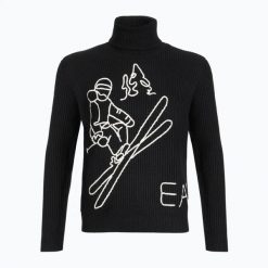 Sweter męski EA7 Emporio Armani Mountain Apres Ski Embroidery Knitted. Czarne swetry przez głowę męskie EA7 Emporio Armani, na zimę, m, bez wzorów, z materiału, bez kołnierzyka. Za 1,029.00 zł.