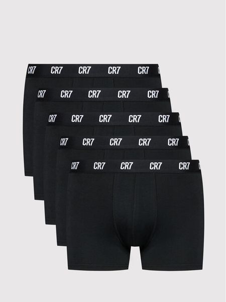 Cristiano Ronaldo CR7 Komplet bokserek Basic Trunk 5-Pack 8106-49-2900 Czarny. Czarne bokserki męskie Cristiano Ronaldo CR7, m, bez wzorów, z bawełny. Za 142.99 zł.
