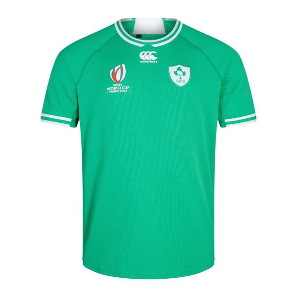 Koszulka domowa Irlande Pro RWC 2023. Zielone koszulki sportowe męskie CANTERBURY, l, bez wzorów, bez kołnierzyka, bez ramiączek. Za 476.50 zł.