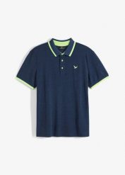 Koszulka polo z piki z czystej bawełny organicznej. Niebieskie koszulki polo męskie bonprix, m, bez wzorów, z bawełny, bez ramiączek. Za 67.99 zł.