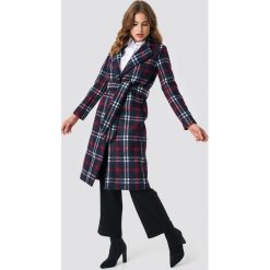 NA-KD Classic Długi płaszcz w kratę - Multicolor,Navy. Niebieskie płaszcze damskie NA-KD Classic, w paski. Za 283.95 zł.