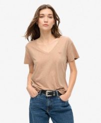 Koszulka z haftem V w slubie. Szare t-shirty damskie Superdry., m, bez wzorów, z bawełny, eleganckie, bez kołnierzyka. Za 114.30 zł.