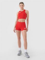 4F Legginsy krótkie treningowe damskie - czerwone XL. Czerwone legginsy damskie 4f, s, bez wzorów, z dzianiny, krótkie, na fitness i siłownię. Za 89.99 zł.