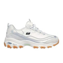 Buty sportowe Skechers 150556-WGY dla kobiet. Białe obuwie sportowe damskie Skechers, bez wzorów, z materiału. Za 279.99 zł.