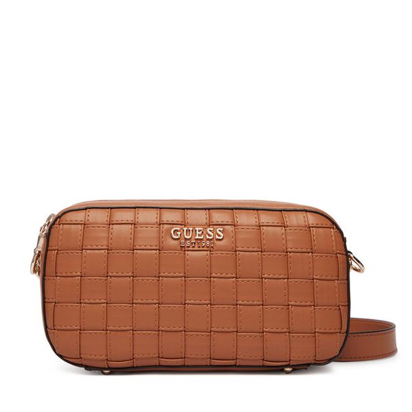 Torebka Guess. Brązowe listonoszki damskie Guess, z aplikacjami, bez dodatków. Za 349.99 zł.