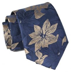 Krawat - ALTIES - Duże Kwiaty, Granat. Niebieskie krawaty i muchy Alties, bez wzorów, z tkaniny, eleganckie. Za 49.00 zł.