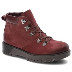 Bordowe Botki Lemar Ocieplane Skórzane Buty. Czerwone botki damskie Lemar, na wiosnę, z nubiku, eleganckie, bez obcasa, na obcasie, bez zapięcia. Za 229.00 zł.