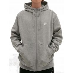 Bluza na co dzień męska NIKE SPORTSWEAR CLUB na zamek z kapturem. Szare bluzy męskie Nike, m, bez wzorów, z kapturem, do biegania. Za 319.00 zł.