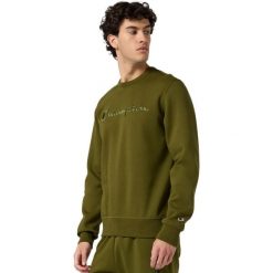 Bluza męska Champion Crewneck Sweatshirt. Niebieskie bluzy męskie Champion, m, z aplikacjami, z bawełny, bez kaptura. Za 182.99 zł.