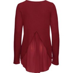 Sweter z szyfonową wstawką bonprix czerwony kasztanowy. Swetry damskie marki bonprix. Za 49.99 zł.