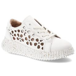Sneakersy damskie Artiker, cholewka ze skóry naturalnej ażurowe wycięcia motyw kwiatowy wiązanie klasyczne, białe, 56C1167. Białe półbuty damskie Artiker, w ażurowe wzory, ze skóry, klasyczne, bez obcasa, bez zapięcia. Za 197.90 zł.