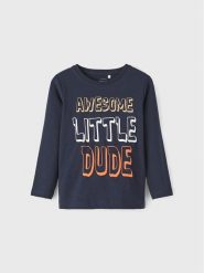 NAME IT Bluzka 13212242 Granatowy Regular Fit. Niebieskie t-shirty dla chłopców Name it, bez wzorów, z bawełny, bez ramiączek. Za 54.99 zł.