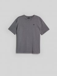 4F T-shirt loose z nadrukiem damski - szary M. Szare t-shirty damskie 4f, m, bez wzorów, z bawełny, klasyczne, bez kołnierzyka. Za 79.99 zł.