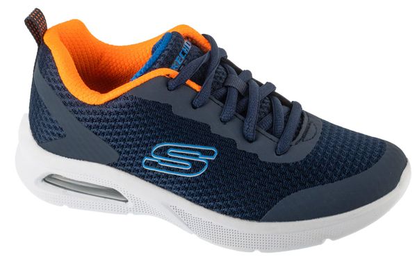 Buty sportowe Sneakersy chłopięce, Microspec Max - Kaptix. Niebieskie trampki i tenisówki chłopięce Skechers, bez wzorów, z materiału, sportowe, przed kostkę, bez zapięcia. Za 129.99 zł.