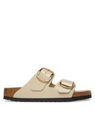 Birkenstock Klapki Arizona Big Buckle Hex 1031873 Beżowy. Brązowe klapki damskie Birkenstock, bez wzorów, ze skóry, bez obcasa. Za 719.99 zł.