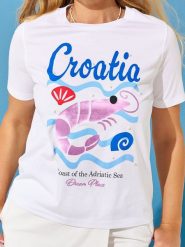 Bawełniana koszulka z nadrukiem i perełkami - biały. Białe t-shirty damskie Sinsay, l, bez wzorów, z bawełny, bez kołnierzyka. W wyprzedaży za 14.99 zł.