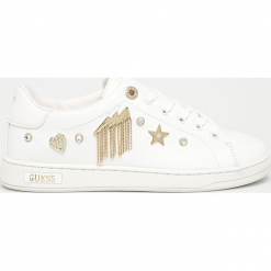 Guess Jeans - Buty. Szare obuwie sportowe damskie Guess Jeans, z aplikacjami, z jeansu. Za 469.90 zł.
