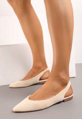 Beżowe Sandały Slingback z Noskiem w Szpic Arrilla. Brązowe sandały damskie Born2be, bez wzorów, bez obcasa, na płaskiej podeszwie, bez zapięcia. Za 44.99 zł.