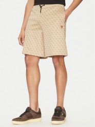 Guess Szorty sportowe Z4YD03 FL04Q Beżowy Regular Fit. Brązowe krótkie spodenki sportowe męskie Guess, m, z aplikacjami, z bawełny. Za 179.99 zł.