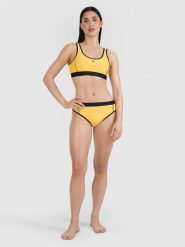 4F Dół od bikini damski - żółty XL. Żółte bikini damskie 4f, na lato, xl, bez wzorów. W wyprzedaży za 49.99 zł.