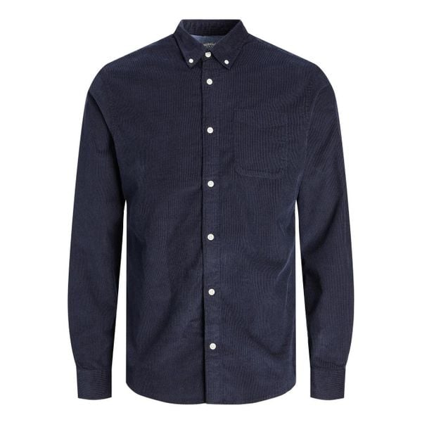 Koszula Jack & Jones Classic Cord LS navy blazer. Niebieskie koszule męskie Jack&Jones, m, bez wzorów, z jeansu, biznesowe, bez kołnierzyka, bez ramiączek. Za 190.35 zł.