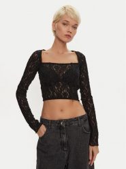ROTATE Bluzka Amalina 113069100 Czarny Slim Fit. Czarne bluzki damskie ROTATE, bez wzorów, z bawełny, bez kołnierzyka, bez ramiączek. Za 469.99 zł.