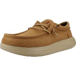 Buty HEY DUDE WALLY COMF WORN TWILL Brązowy. Brązowe trekkingi męskie Hey dude, trekkingowe. Za 293.99 zł.