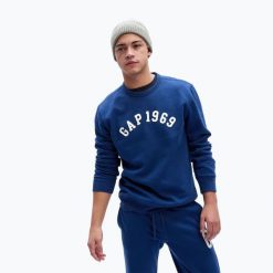 Bluza męska GAP 1969 Logo Crewneck. Niebieskie bluzy męskie GAP, m, bez wzorów, bez kaptura. Za 129.99 zł.