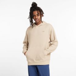 Bluza męska New Balance MT43519SOT – beżowa. Brązowe bluzy męskie New Balance, m, bez wzorów, z bawełny, z kapturem. Za 199.99 zł.