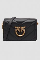 PINKO Czarna kopertówka Love Click Mini AW25. Czarne kopertówki damskie Pinko, bez wzorów, ze skóry, eleganckie, bez dodatków. W wyprzedaży za 1,539.99 zł.