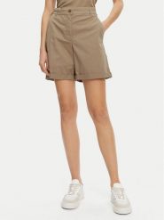 Tommy Hilfiger Szorty materiałowe WW0WW42457 Beżowy Regular Fit. Brązowe szorty damskie Tommy Hilfiger, bez wzorów, z bawełny. Za 259.99 zł.