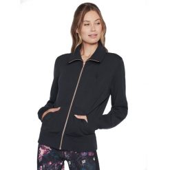 Bluza dresowa sportowa damska Hoodless Hoodie Skechcloud Jacket. Czarne bluzy sportowe damskie Skechers, m, bez wzorów, z dresówki, bez kaptura. Za 299.99 zł.