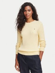 Tommy Hilfiger Sweter WW0WW44993 Żółty jasny Regular Fit. Żółte swetry damskie Tommy Hilfiger, s, bez wzorów, z bawełny, bez kołnierzyka, bez ramiączek, bez kaptura. Za 529.99 zł.