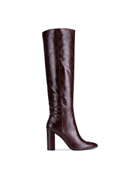 MEXX Kozaki MI001805743W Brązowy. Brązowe kozaki damskie Mexx, ze skóry, bez obcasa, na słupku. Za 449.99 zł.